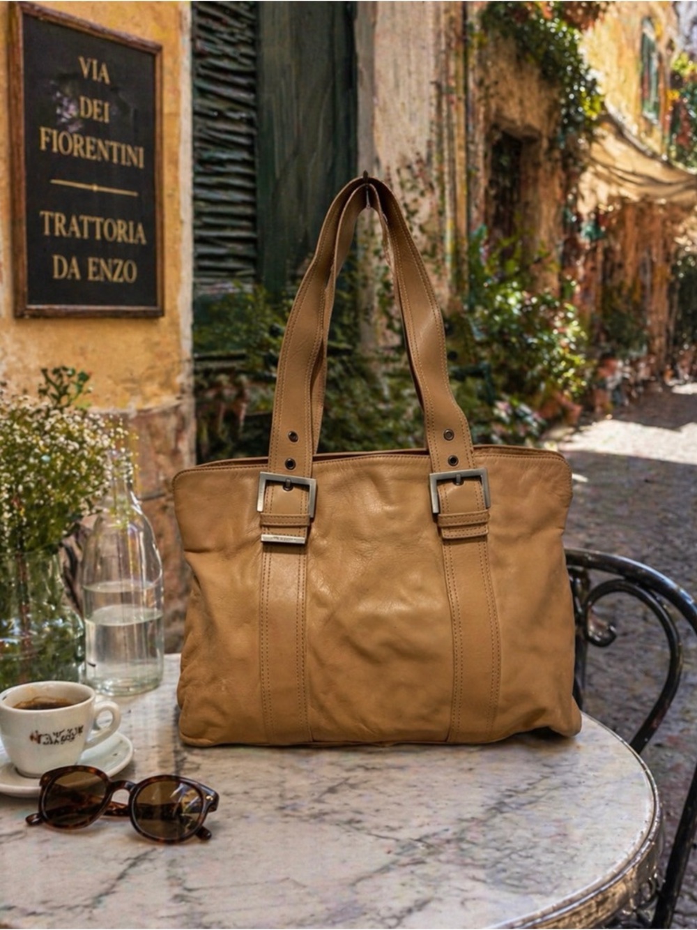 Francesco Biasia Tan Leather Tote bag made in Italy